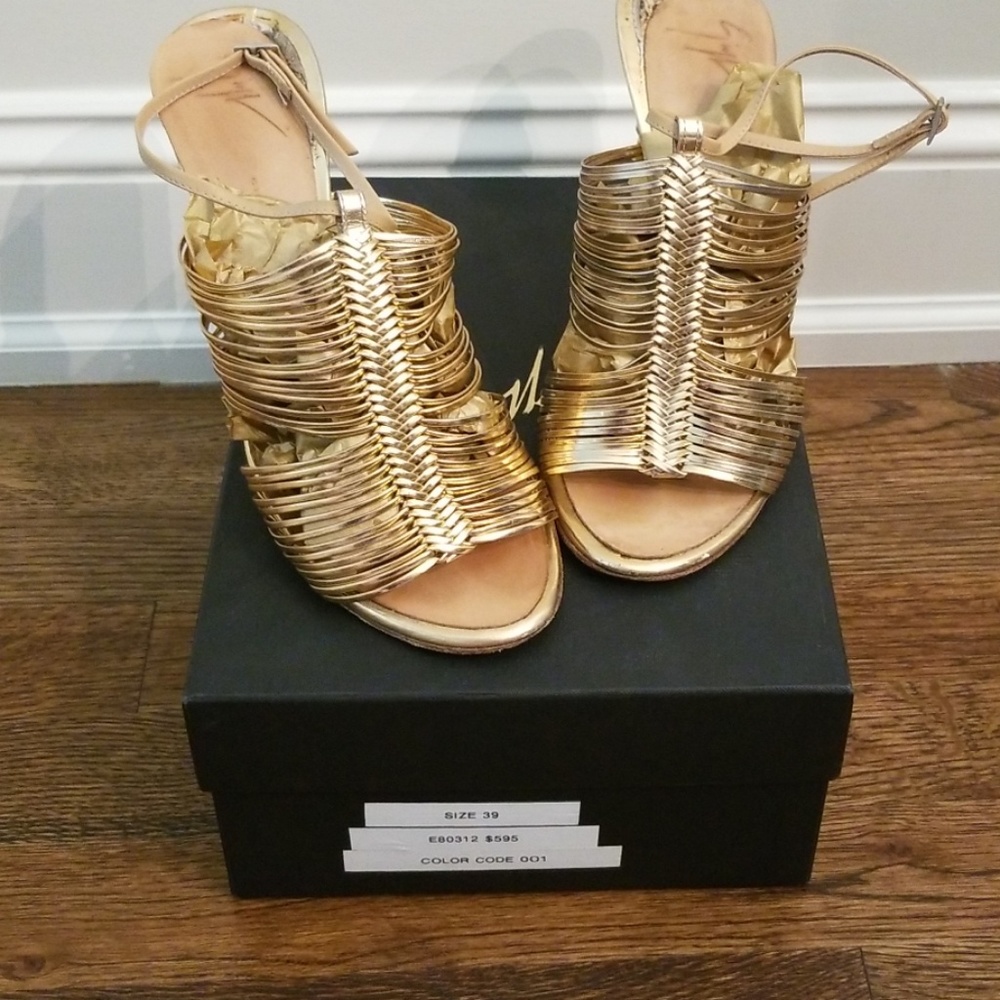 Giuseppe Zanotti Gold Strappy Heels